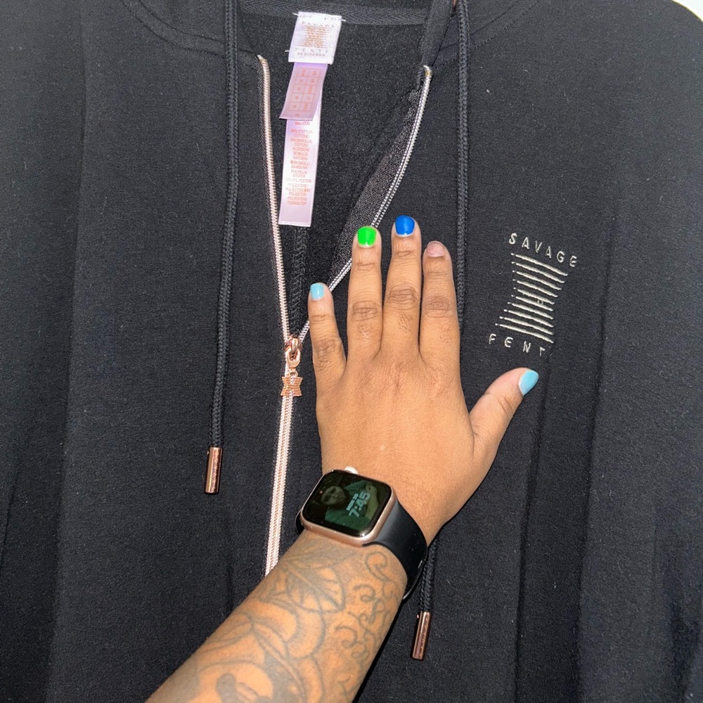 Savage Fenty Black Zip-Up Hooded onesie